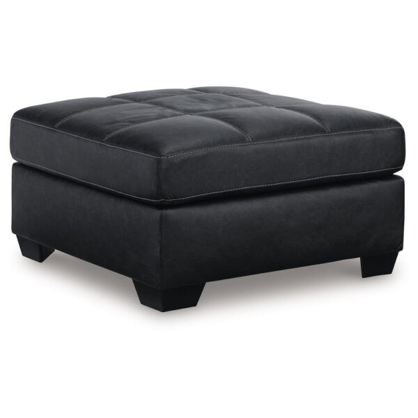 Barl Oversized Ottoman, Classic Black Faux Leather Cushion, 36 Inch