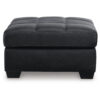 Barl Oversized Ottoman, Classic Black Faux Leather Cushion, 36 Inch
