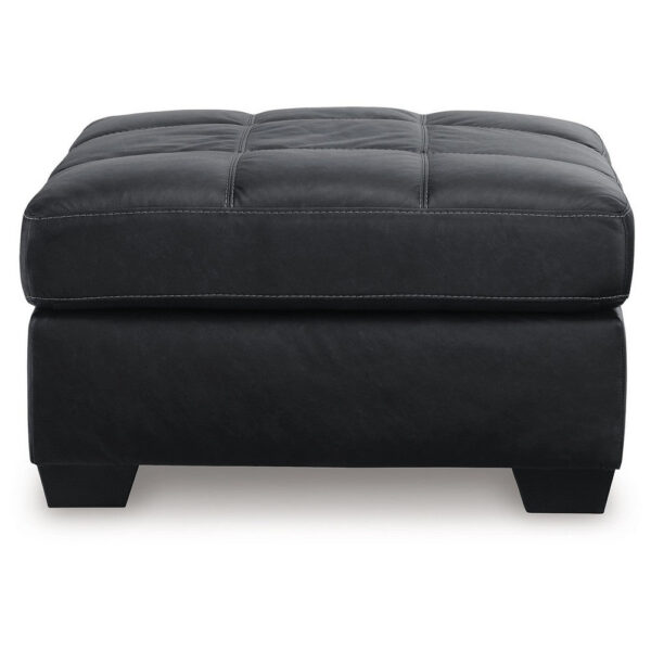 Barl Oversized Ottoman, Classic Black Faux Leather Cushion, 36 Inch
