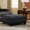 Barl Oversized Ottoman, Classic Black Faux Leather Cushion, 36 Inch