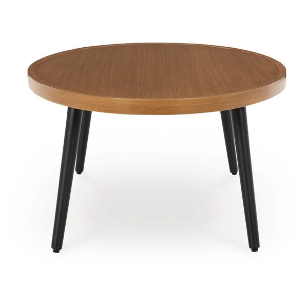 Izon Outdoor Cocktail Coffee Table, Modern 48 Inch Black Brown Metal