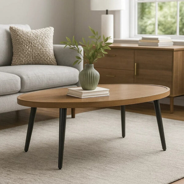 Izon Outdoor Cocktail Coffee Table, Modern 48 Inch Black Brown Metal