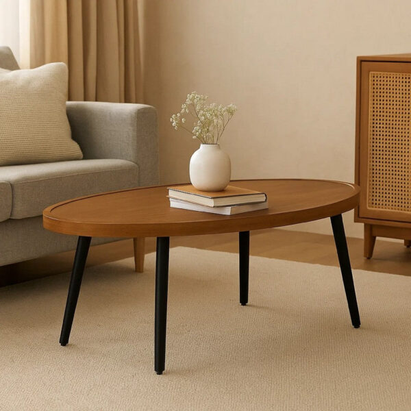 Izon Outdoor Cocktail Coffee Table, Modern 48 Inch Black Brown Metal