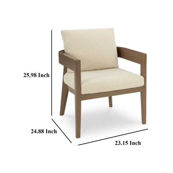 Baily Outdoor Armchair Set of 2, Cream White Fabric, Brown Metal