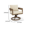 Baily Outdoor Swivel Chair Set of 2, Brown Metal, Cream White Fabric