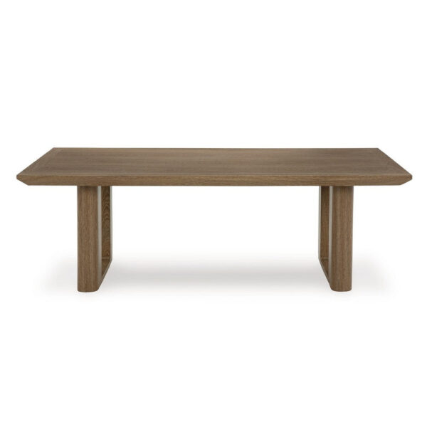 Baily Outdoor Cocktail Coffee Table, 49 Inch Woodlike Brown Metal