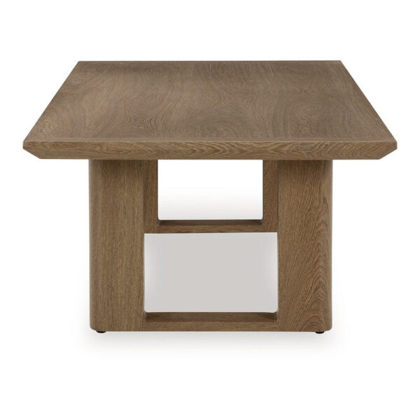 Baily Outdoor Cocktail Coffee Table, 49 Inch Woodlike Brown Metal