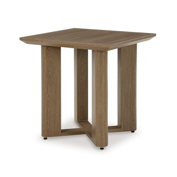 Baily Outdoor Square End Table, 23 Inch Rich Woodlike Brown Metal