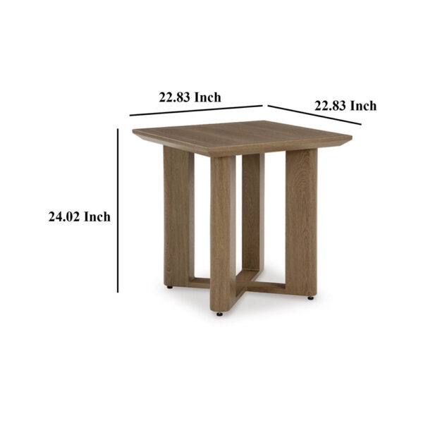 Baily Outdoor Square End Table, 23 Inch Rich Woodlike Brown Metal