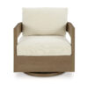Baily Outdoor Swivel Glider Lounge Chair, Cream White, Brown Metal