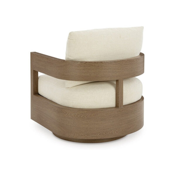 Baily Outdoor Swivel Glider Lounge Chair, Cream White, Brown Metal