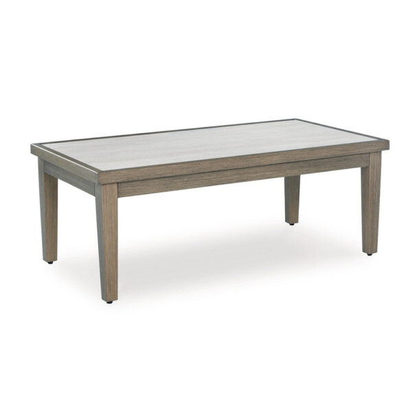 Inaya Outdoor Coffee Table, Brown, Beige Sintered Stone Top, 49 Inch