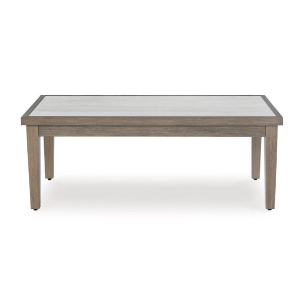 Inaya Outdoor Coffee Table, Brown, Beige Sintered Stone Top, 49 Inch
