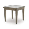 Inaya Outdoor Square End Table, Beige Sintered Stone, 24 Inch Brown