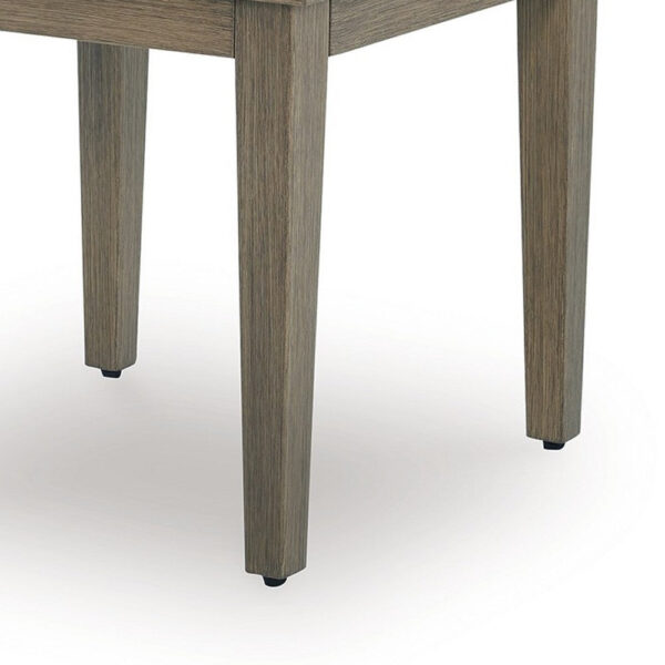 Inaya Outdoor Square End Table, Beige Sintered Stone, 24 Inch Brown
