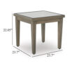Inaya Outdoor Square End Table, Beige Sintered Stone, 24 Inch Brown