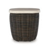 Kimo Outdoor Square End Table, Dark Brown Wicker Details, 23 Inch