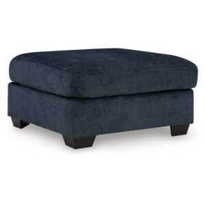 1502202669921e9684b8b.jpeg Avie Oversized Ottoman, Faux Wood Details, Navy Blue Polyester 38 Inch