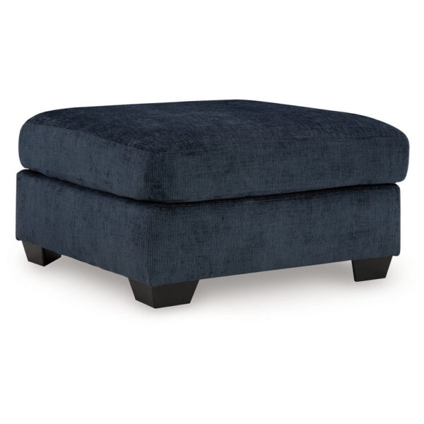 1502202669921e9684b8b.jpeg Avie Oversized Ottoman, Faux Wood Details, Navy Blue Polyester 38 Inch