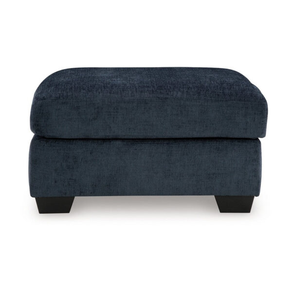 1502202669921e991ce0b.jpeg Avie Oversized Ottoman, Faux Wood Details, Navy Blue Polyester 38 Inch