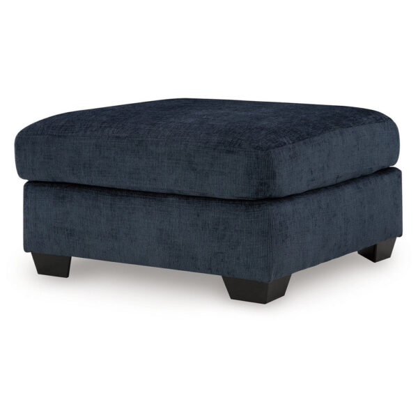1502202669921e9b3cdef.jpeg Avie Oversized Ottoman, Faux Wood Details, Navy Blue Polyester 38 Inch