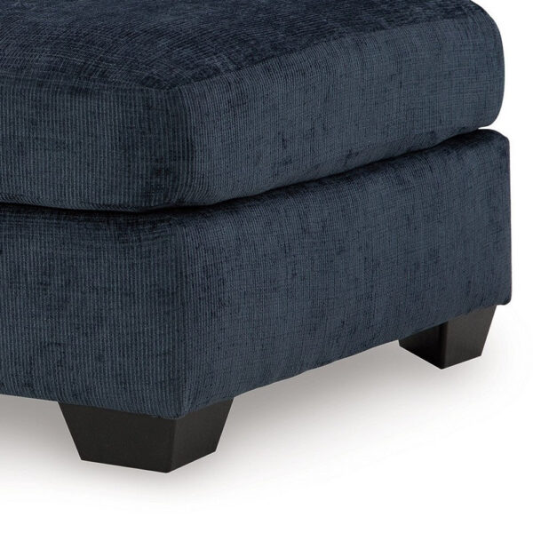1502202669921e9dcdd0a.jpeg Avie Oversized Ottoman, Faux Wood Details, Navy Blue Polyester 38 Inch