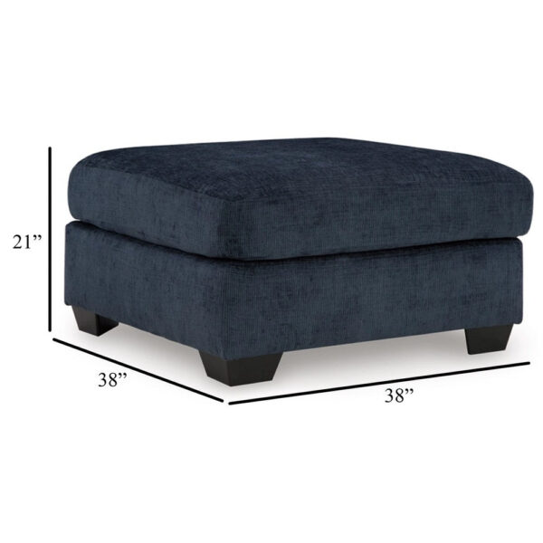 1502202669921ea0b16f8.jpeg Avie Oversized Ottoman, Faux Wood Details, Navy Blue Polyester 38 Inch