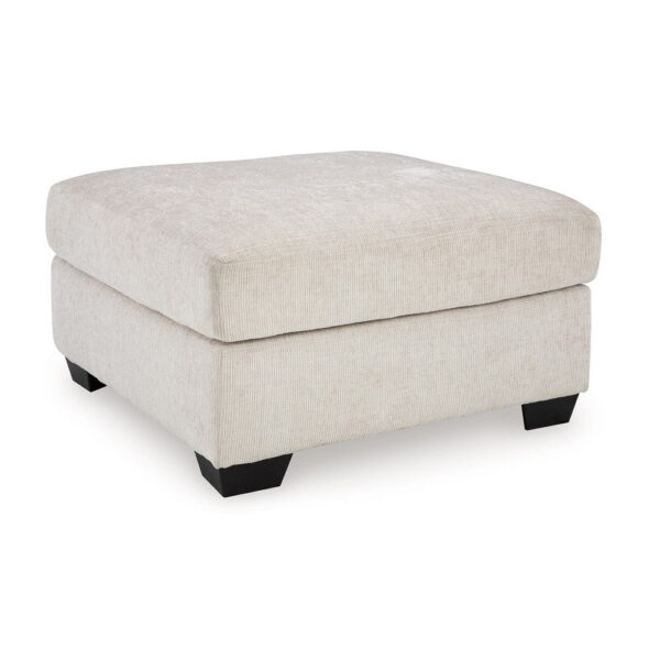 Avie Oversized Accent Ottoman, White Ivory Polyester Cushion, 38 Inch