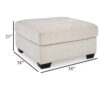 Avie Oversized Accent Ottoman, White Ivory Polyester Cushion, 38 Inch
