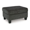 Erin Ottoman with Corner Block Frame, 33 Inch Dark Gray Polyester