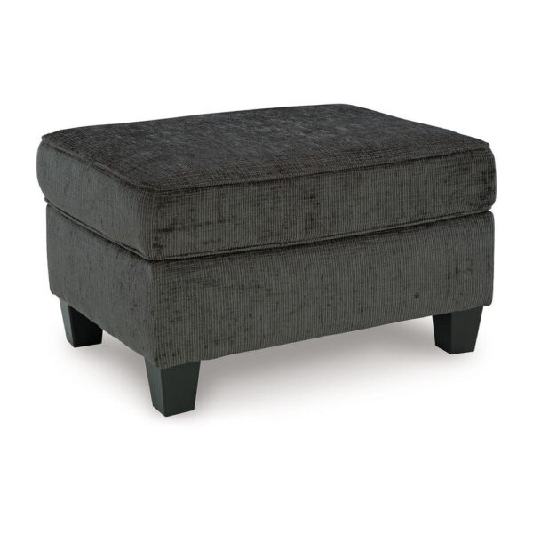Erin Ottoman with Corner Block Frame, 33 Inch Dark Gray Polyester