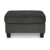 Erin Ottoman with Corner Block Frame, 33 Inch Dark Gray Polyester