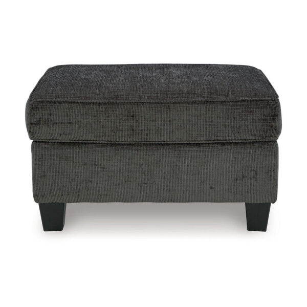 Erin Ottoman with Corner Block Frame, 33 Inch Dark Gray Polyester