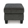 Erin Ottoman with Corner Block Frame, 33 Inch Dark Gray Polyester