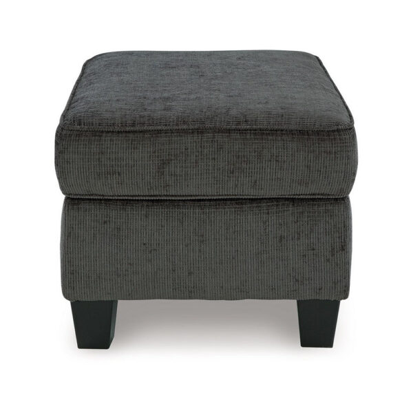 Erin Ottoman with Corner Block Frame, 33 Inch Dark Gray Polyester