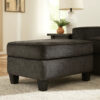 Erin Ottoman with Corner Block Frame, 33 Inch Dark Gray Polyester