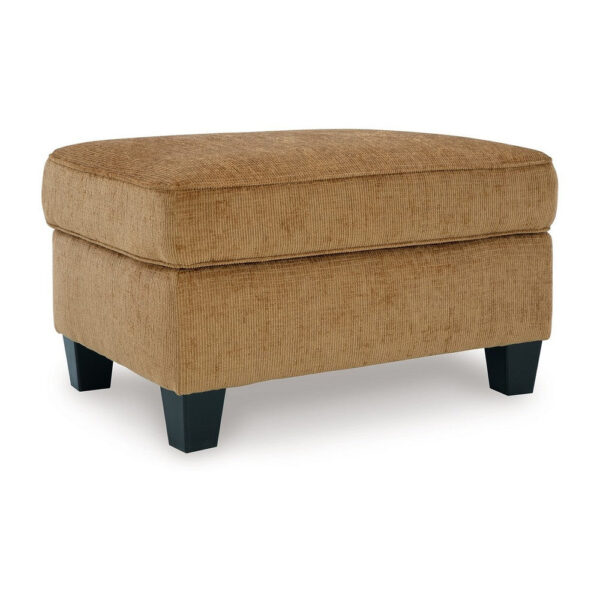 1502202669921ed6dbe55.jpeg Erin Ottoman with Corner Block Frame, 33 Inch Light Brown Polyester