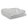 Visha Throw Blanket, Jacquard Faux Fur Stripes, Modern White Polyester