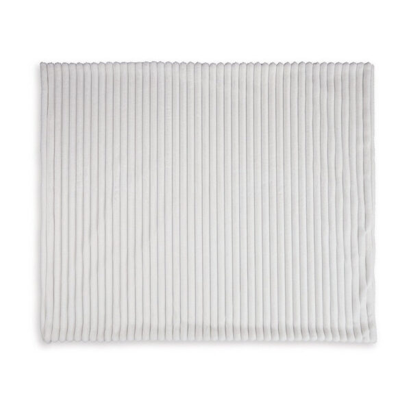Visha Throw Blanket, Jacquard Faux Fur Stripes, Modern White Polyester