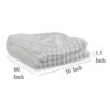 Visha Throw Blanket, Jacquard Faux Fur Stripes, Modern White Polyester