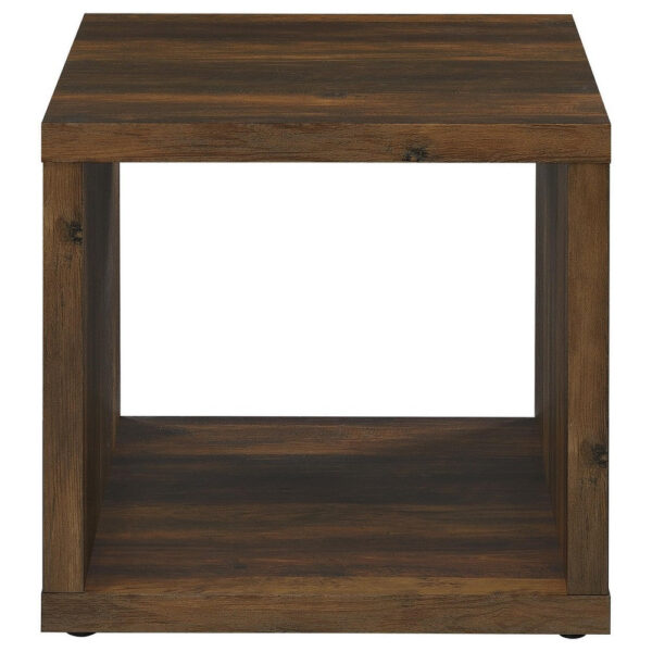Rizz Side End Table, Square Cube Design Open Shelf, 23 Inch Dark Brown