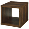 Rizz Side End Table, Square Cube Design Open Shelf, 23 Inch Dark Brown