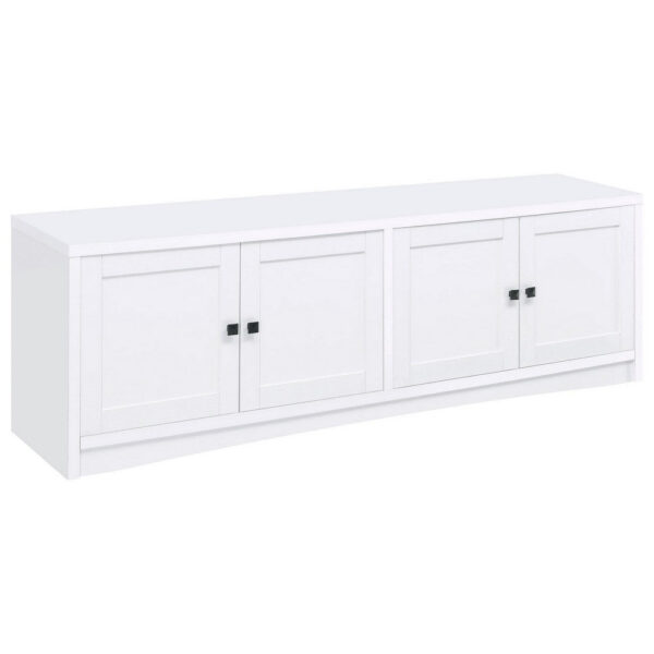 Donna TV Stand Media Cabinet with 4 Doors, White Melamine 78 Inch