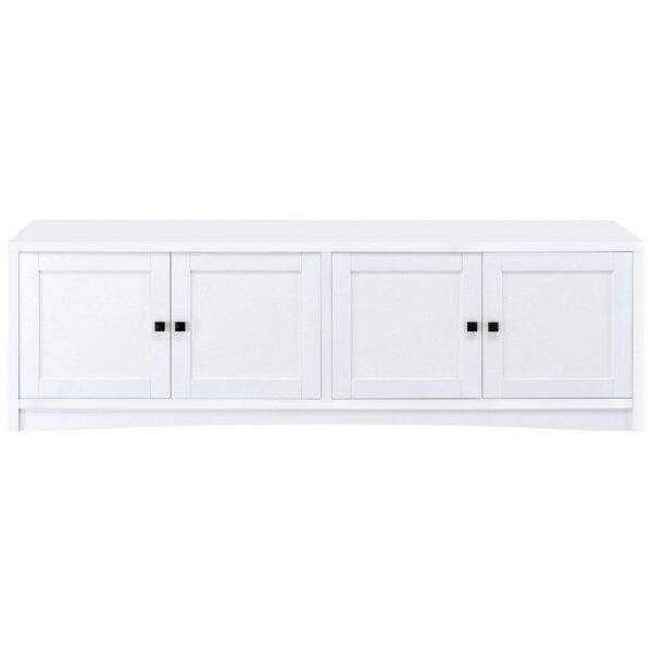 Donna TV Stand Media Cabinet with 4 Doors, White Melamine 78 Inch