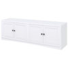 Donna TV Stand Media Cabinet with 4 Doors, White Melamine 78 Inch