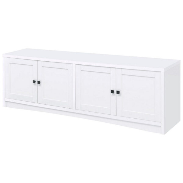 Donna TV Stand Media Cabinet with 4 Doors, White Melamine 78 Inch