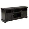 Ayne TV Stand Media Cabinet, 2 Doors and 4 Shelves, Black Wood 60 Inch