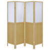 1502202669921f9e652e8.jpeg Matt 4 Panel Screen Room Divider, Folding Natural Brown, 70 Inch