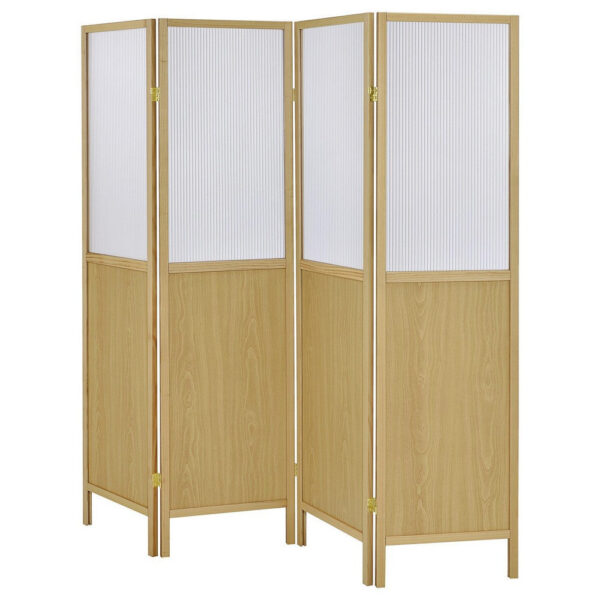 1502202669921fa537004.jpeg Matt 4 Panel Screen Room Divider, Folding Natural Brown, 70 Inch