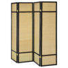 Arce 4 Panel Foldable Privacy Screen, Bamboo, Black Pine Wood Frame